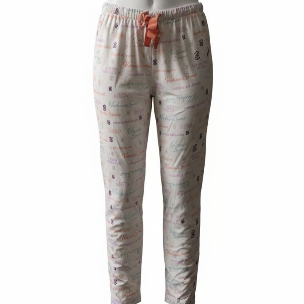 Victoria's Secret White Lounge Pants with Pink Accents